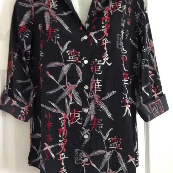 Chico's women's top silky soft blouse long sleeve size 1 $55 tag new with tags - Picture 2 of 7